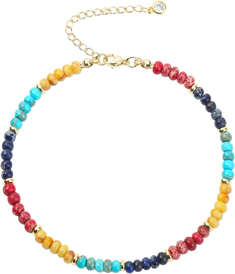 Wremily Natural Stone Beaded Anklets Bracelets for Women Handmade Beaded Anklet Bracelet Waterproof Boho Beads Ankle Bracelet Adjustable Summer Jewelry - Image 1